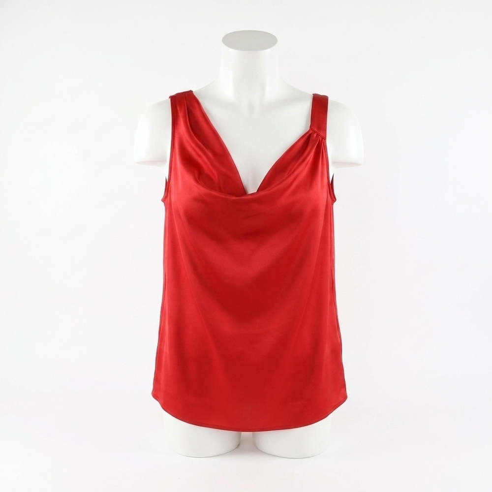 NEW RAMY BROOK zoe cowl neck satin tank top in scarlett red